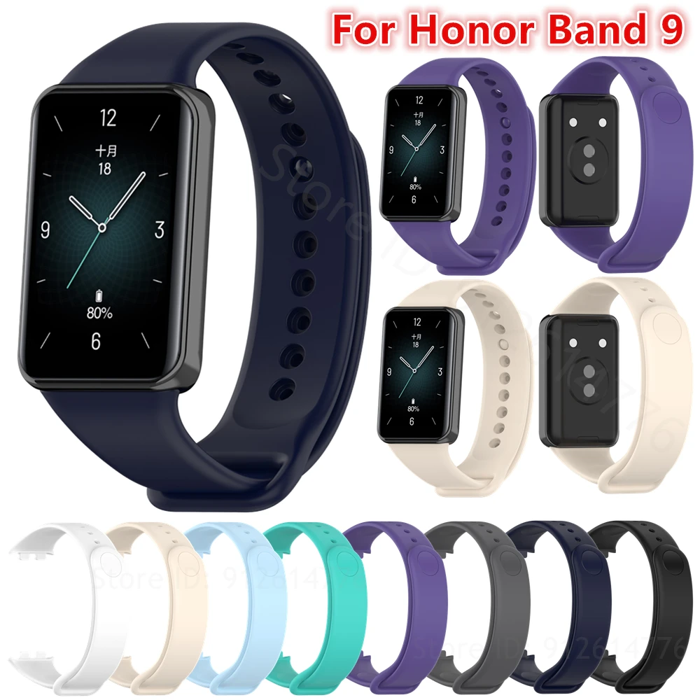 Фото Ремешок силиконовый для смарт-часов Honor Band 9, сменный спортивный оригинальный браслет для наручных часов Honor Band 9 №1