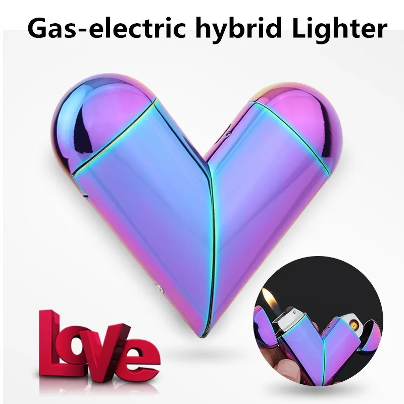 Encendedor eléctrico de Gas de doble uso, mechero plegable, creativo, regalo de San Valentín, USB, sin caja