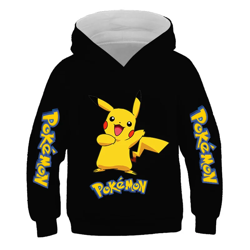 

Pokemon Cute Kids Baby Boy Hoodies Anime Pikachu Cartoon Boys Girls Sweatshirts Spring and AutumnThin Coats Children's Hooded