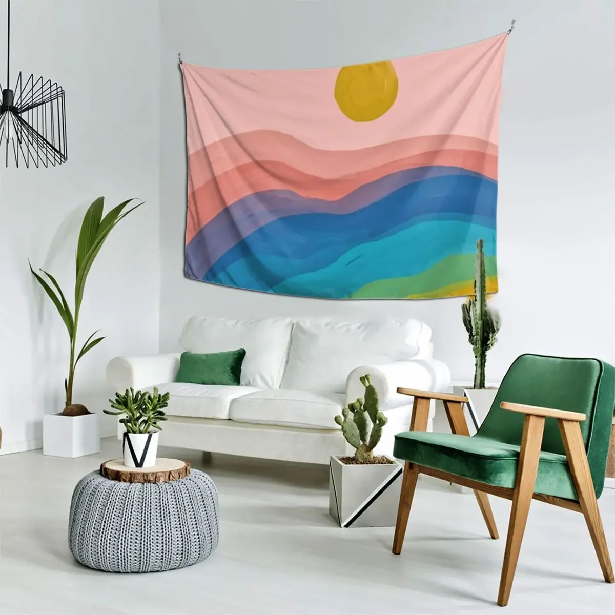 Счастливый цвет горный пейзаж - абстрактная художественная живопись гобелен