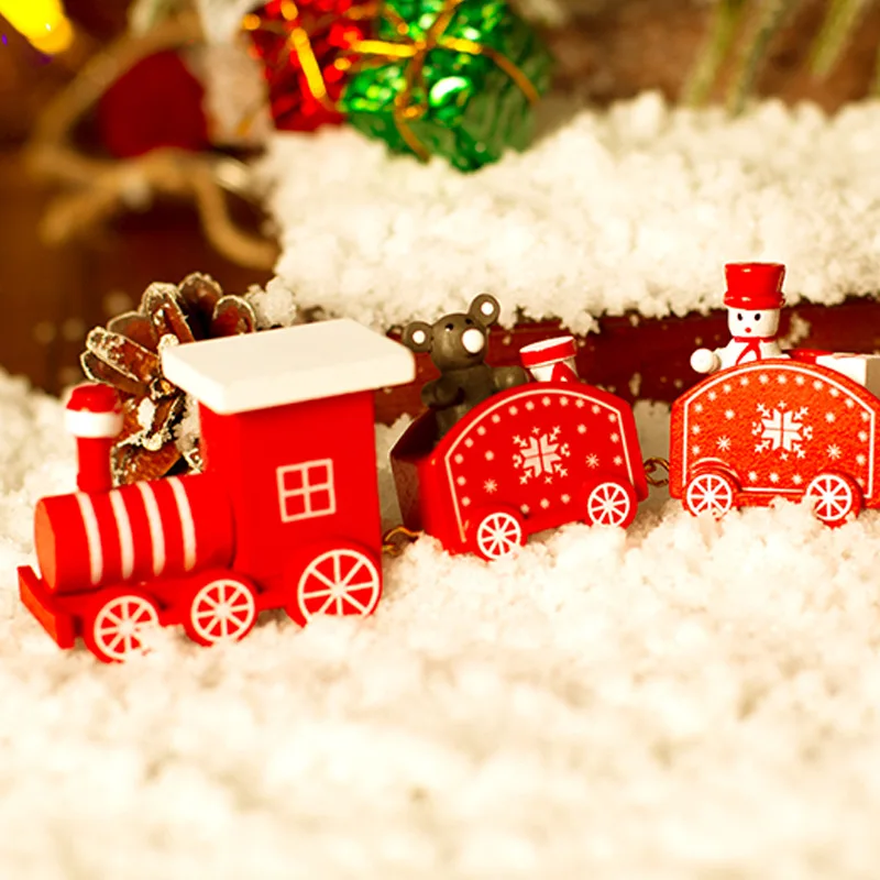 Christmas Decoration Merry Christmas Wooden Train Ornament Santa Claus Snowman Gift Natal Navidad Noel 2022 New Year Xmas Decor