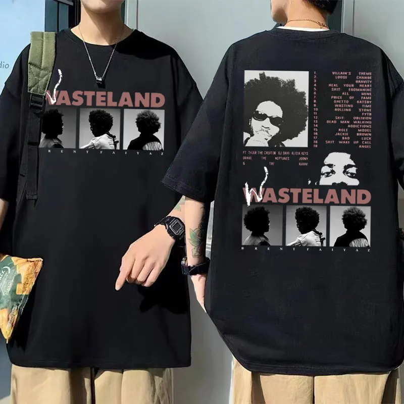 

Singer Brent Faiyaz 2022 Music Album Wasteland Double Sided Print T-shirts Men Women Hip Hop Oversized Tshirt Male Fashion Tees