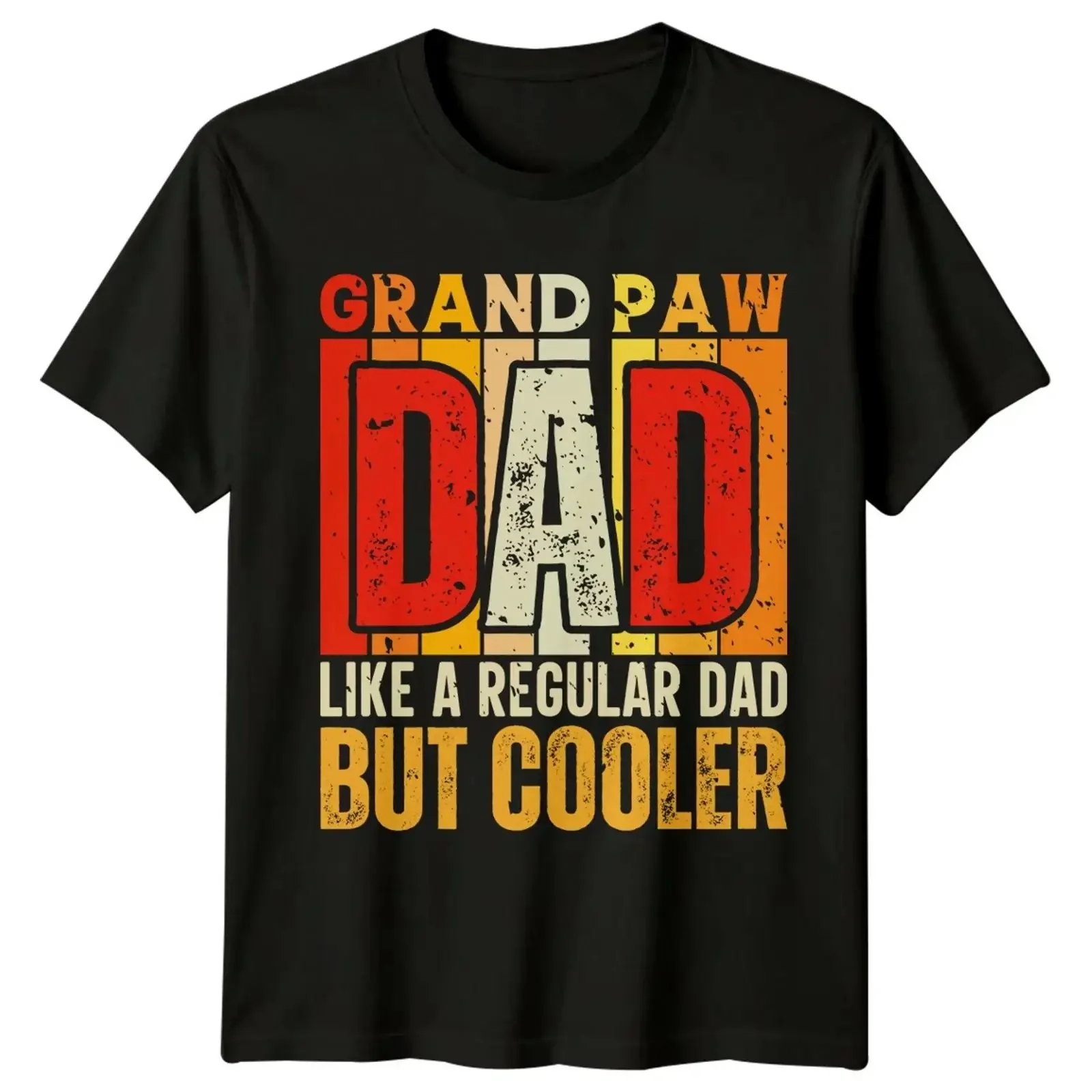 Фото Мужская футболка GrandPaw Dad Like A Regular But Cooler, винтажная, с эффектом потертости, повседневная, универсальная, дышащая, с легким графическим принтом, эластичная. №1