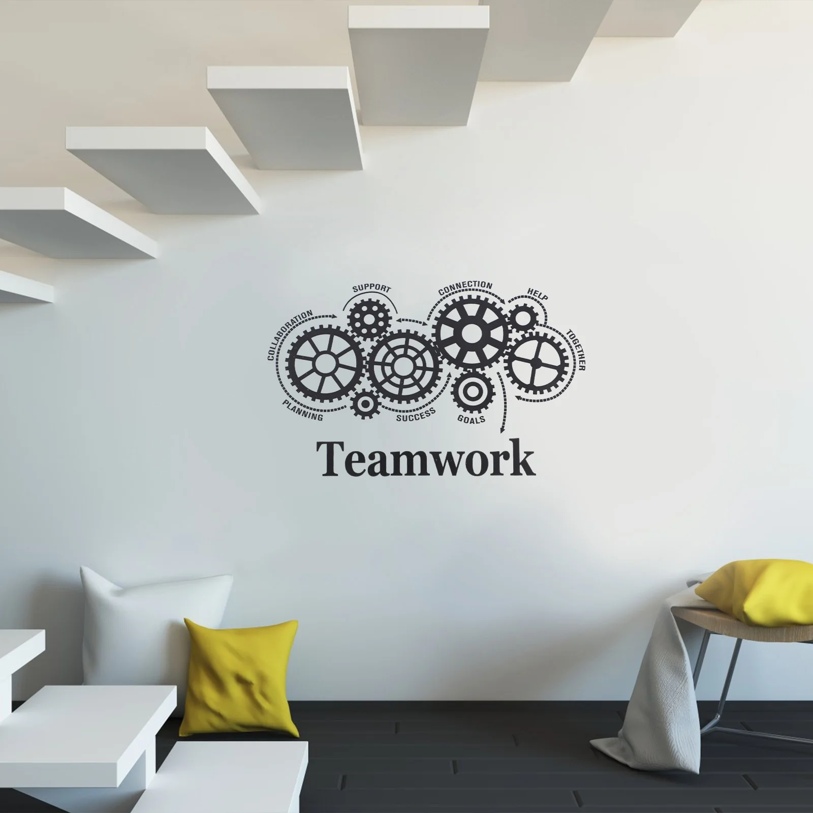 

Wall Sticker Teamwork Removable Home Decals Decor Stickers Diy Work Teamwaterproof Personality Gear Stick Vinylpeel Classroom