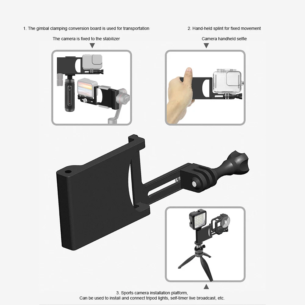 

Aluminum Alloy Switch Mount Plate Vlog Ergonomic Photography Adjustable Gimbal Adapter Action Camera For GoPro Hero 8 7 6 5