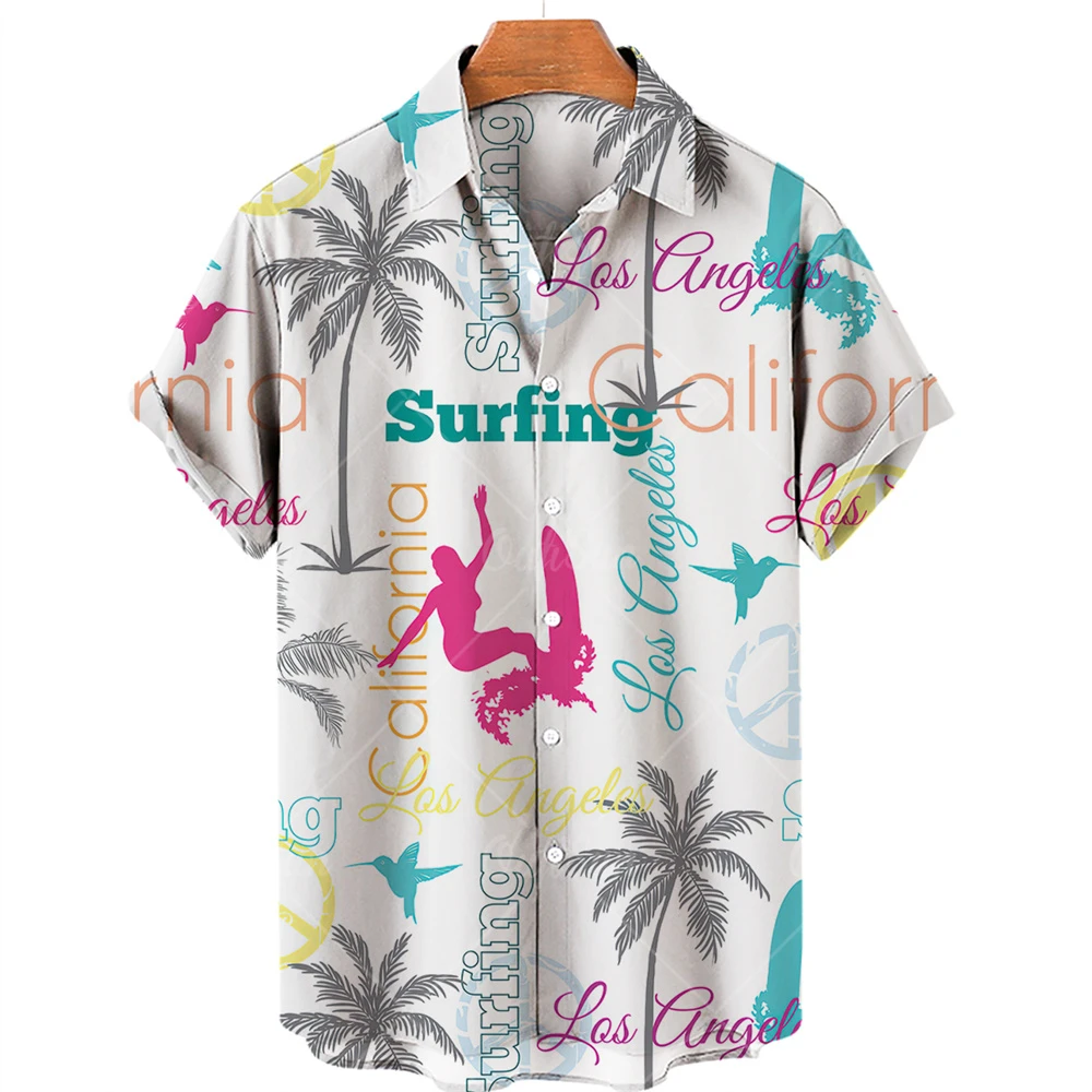 

Fashion Men's Coconut Hawaiian Shirt Men's Casual Color Print Beach Aloha Shirt Short Sleeve XL 5XL Camisa Hawaiana Hombre