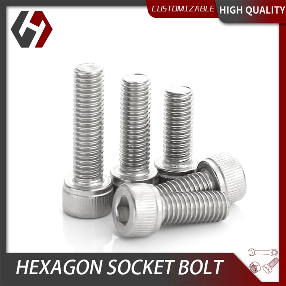 

1/10/50Pcs M1.4 M2 M3 M4 M5 M6 M8 304 Stainless Steel Hexagon Hex Socket Cap Machine Wire Allen Head Bolt Screw Length 2-80MM