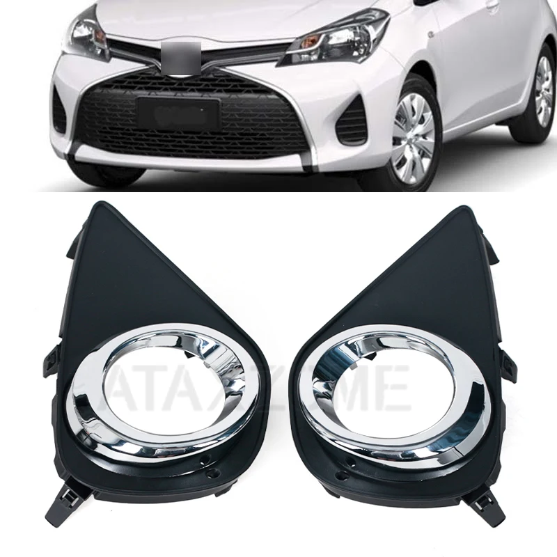 

chrome Fog light cover For Toyota Yaris 2015 2016 2017 foglight lamp grille grill bezel shade front bumper driving light