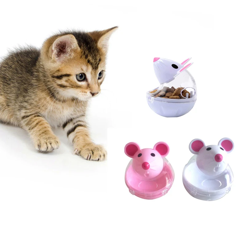 

Pet Cat Feeder Toy Cat Mice Shape Funny Interactive Food Rolling Leakage Dispenser Bowl Kitten Playing Training Educational Toys