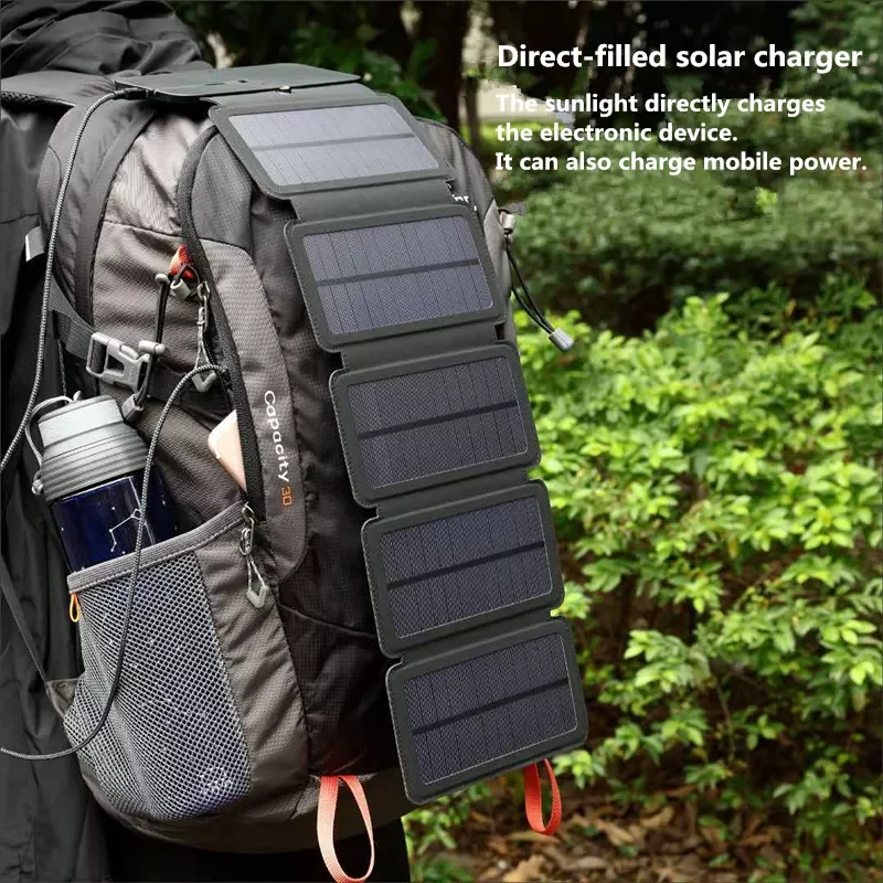 

NEW2023 KERNUAP Sun Folding 10W Solar Cells Charger 5V 2.1A USB Output Devices Portable Solar Panels for Smartphones