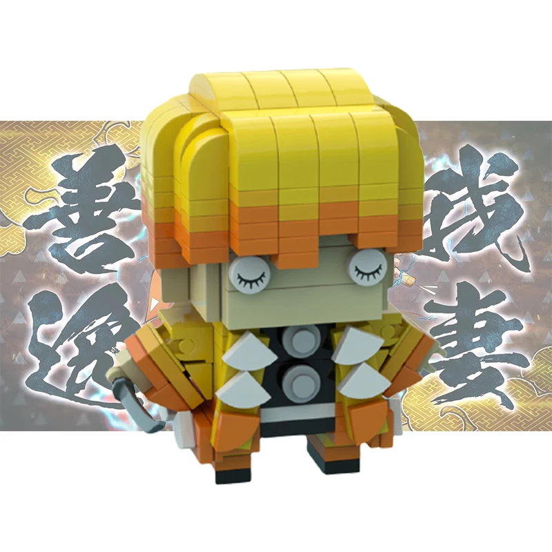 

Moc Demon Slayered Brickheadz Japan Action Figure Classic Anime Character Agatsuma Zenitsu Model Building Block Toy Boy Gift