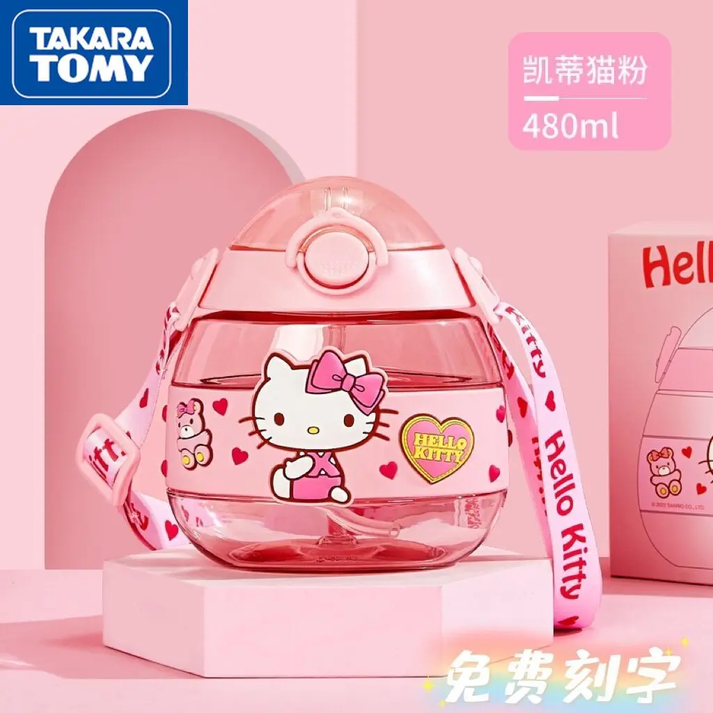 

TAKARA TOMY Hello Kitty Пластиковая чашка для воды для детей летние пончики для мальчиков и девочек чашка с ремешком для детского сада