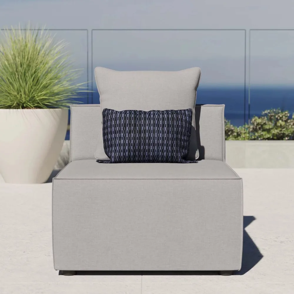 

Modway Saybrook Outdoor Patio Upholstered Sectional Sofa Armless Chair in Gray