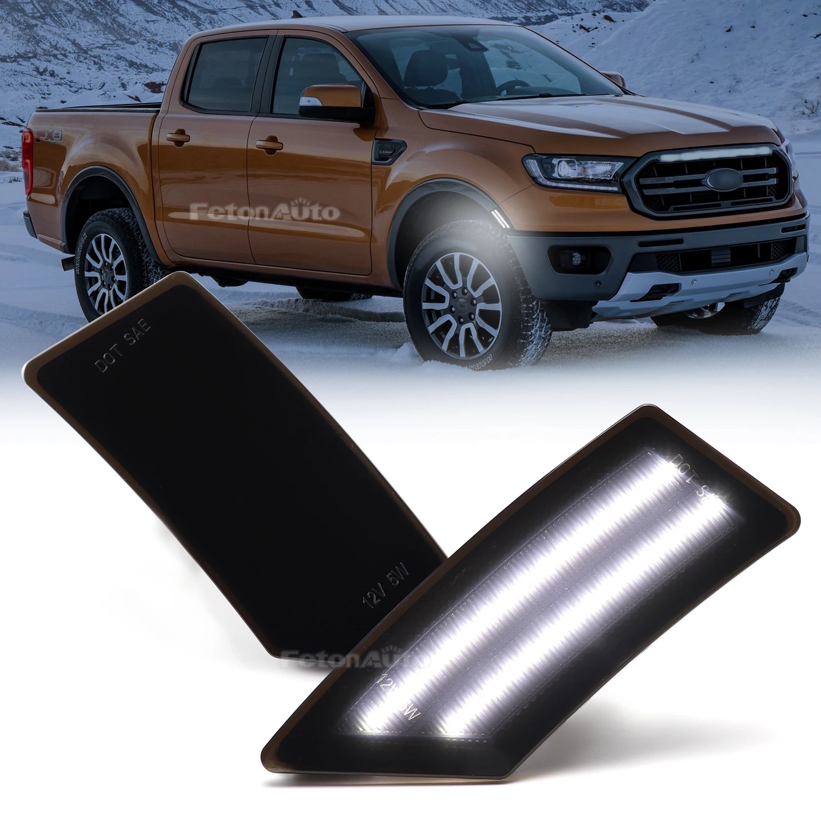 Парковочная лампа Dynami, 2 шт., фонарь для парковки, отметка боковой стороны, фонарь для Ford Ranger, XL, XLT, 2019, 2020, 2021, 2022