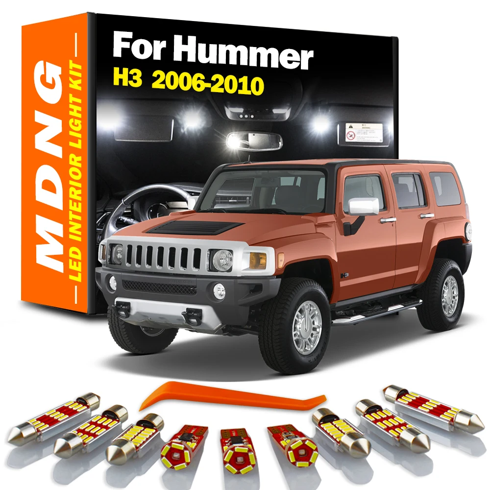 

MDNG 13 шт. внутренсветодиодный лампы для автомобилей Hummer H3 2006 2007 2008 2009 Canbus купольные лампы для чтения карт багажника номерного знака комплект ...