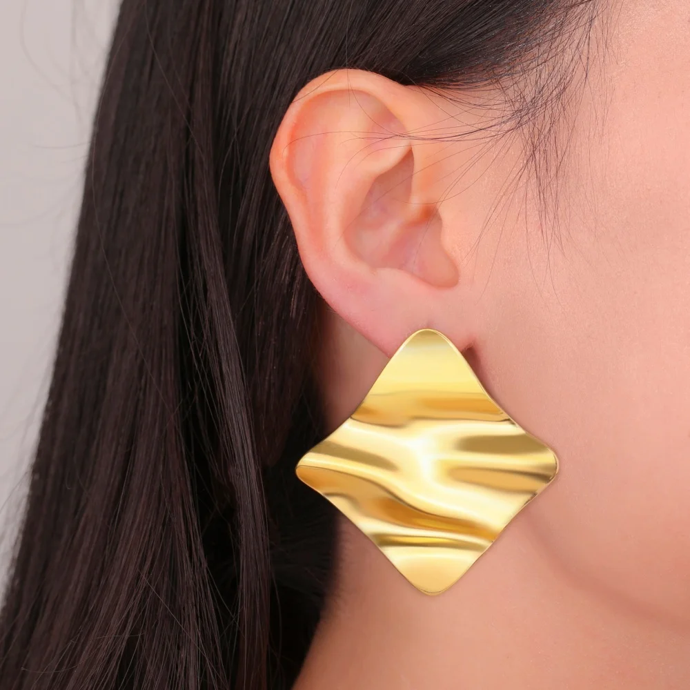 Квадратные серьги-гвоздики с рябью воды для женщин и девочек куртка-ушанка