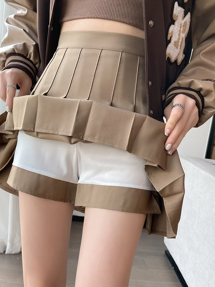 

Женская Повседневная плиссированная клетчатая мини-юбка трапециевидной формы с высокой талией в Корейском стиле Харадзюку на весну и лето