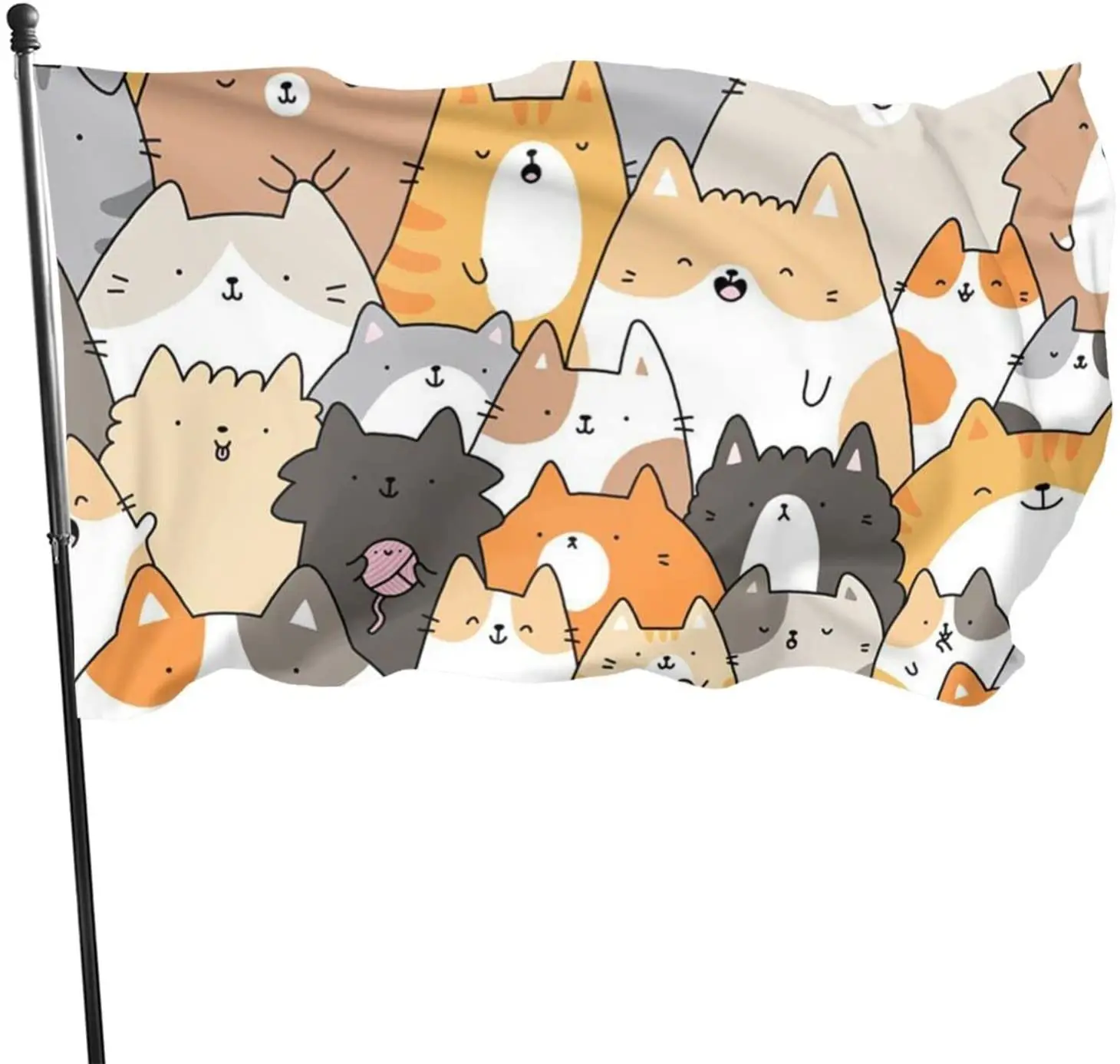 

Doodle Dog and Cat Flag Lightweight Outdoor Garden Decor Porch Flag, Polyester Fade Resistant Banner with Brass Grommets