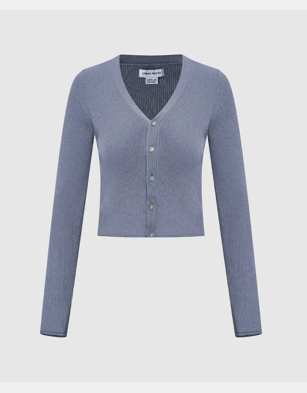 

Ribbed Knit Button Up Fitted Cardigan