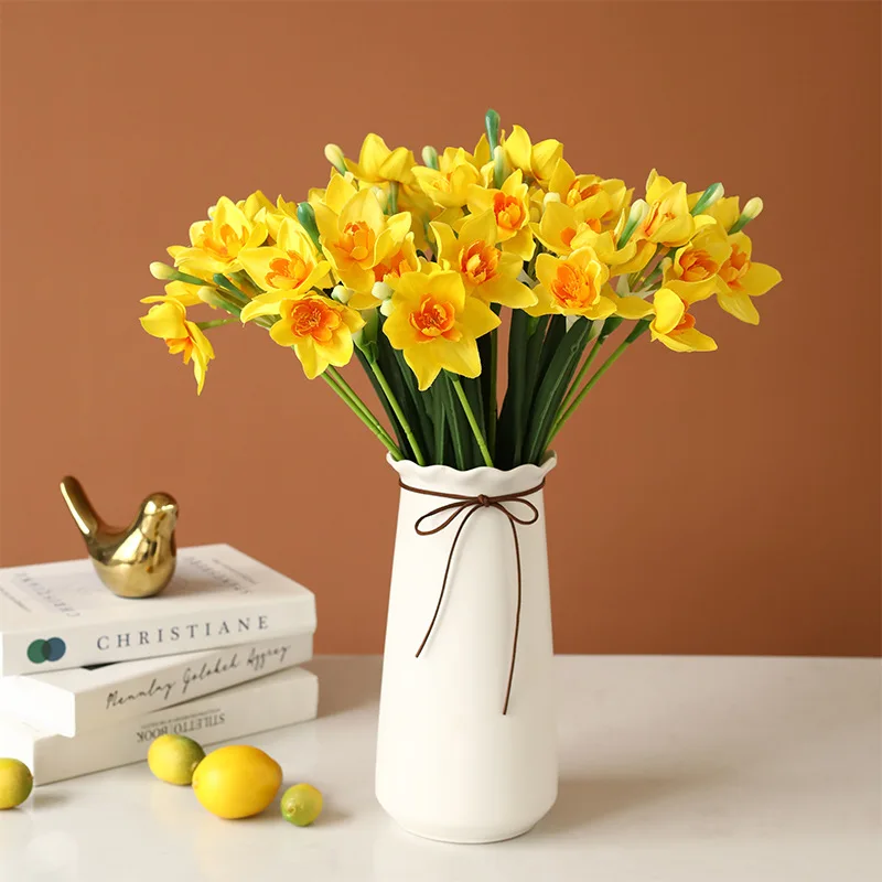 

Artificial Narcissus Flower Bouquet Home Decoration Fake Desktop Flowers Wedding Scene Decor Daffodil