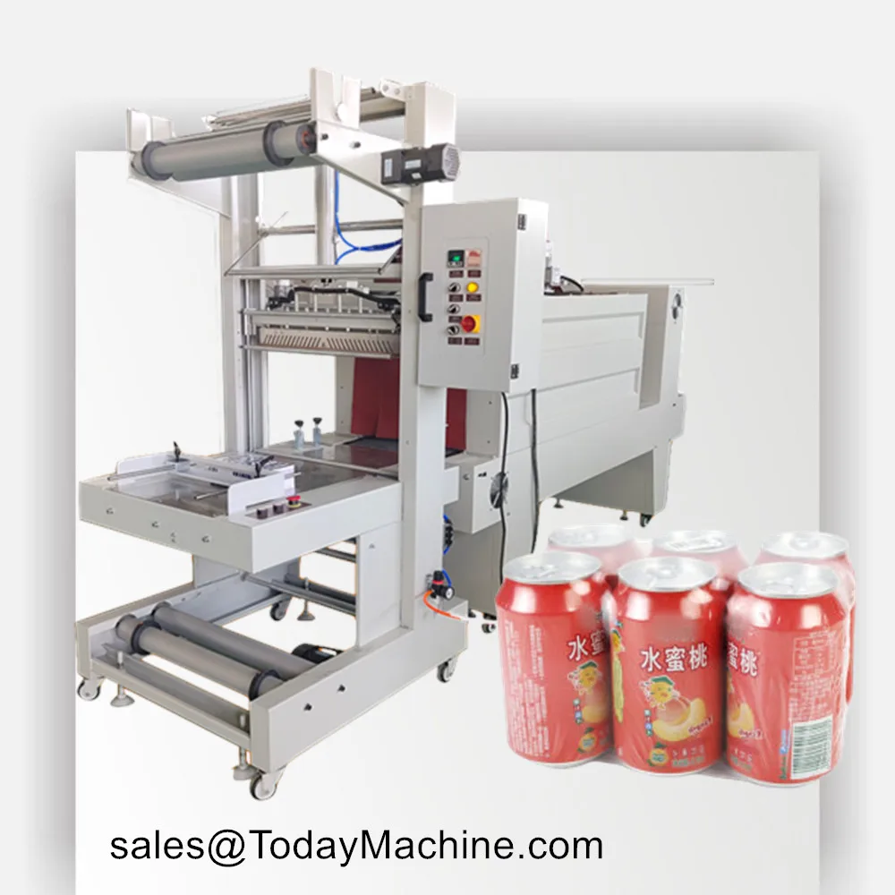 

Fully Automatic Beer Cans Water Bottles Feeding Film Sleeve Sealer Heat Shrink Tunnel Wrapping Machine For Beverage Factory