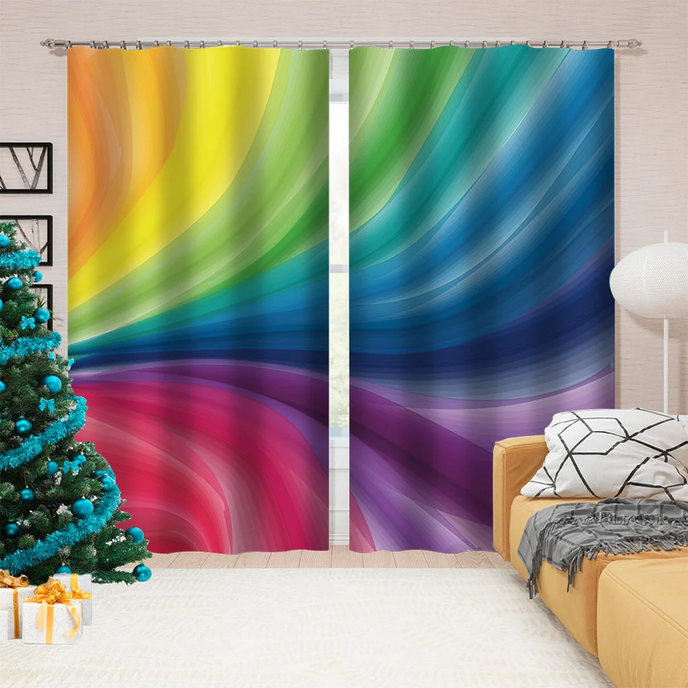 Радужные шторы на заказ 3D плотные для гостиной постельные принадлежности Cotinas para