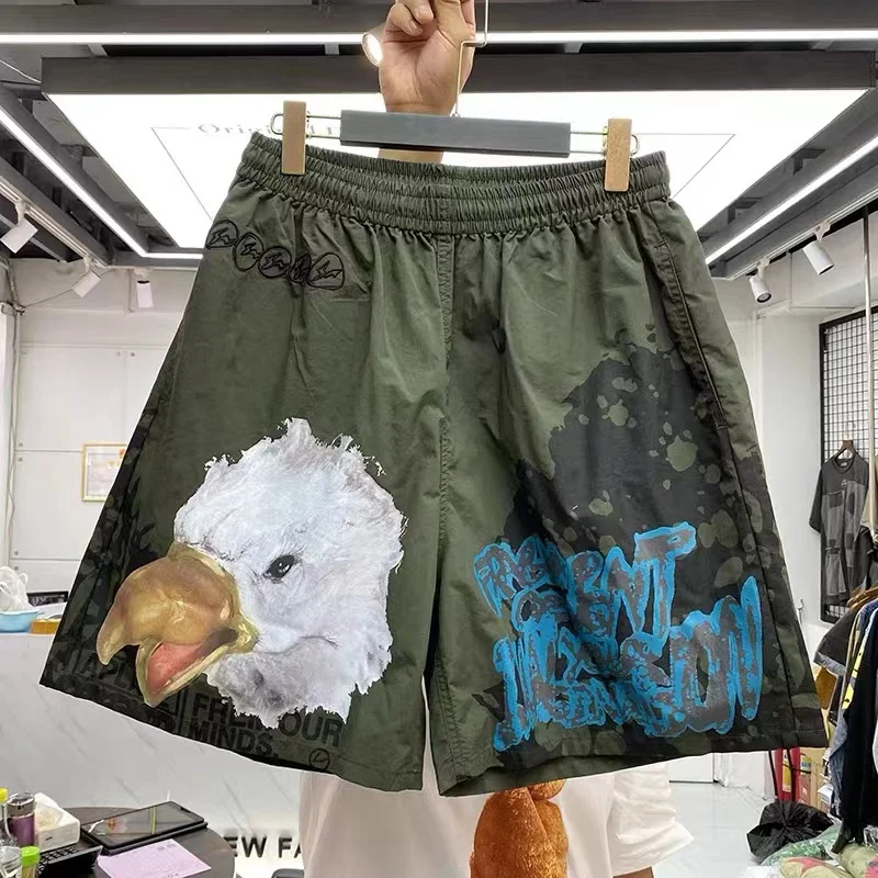 

European and n fashion brand TS with the same name Eagle print casual shorts men