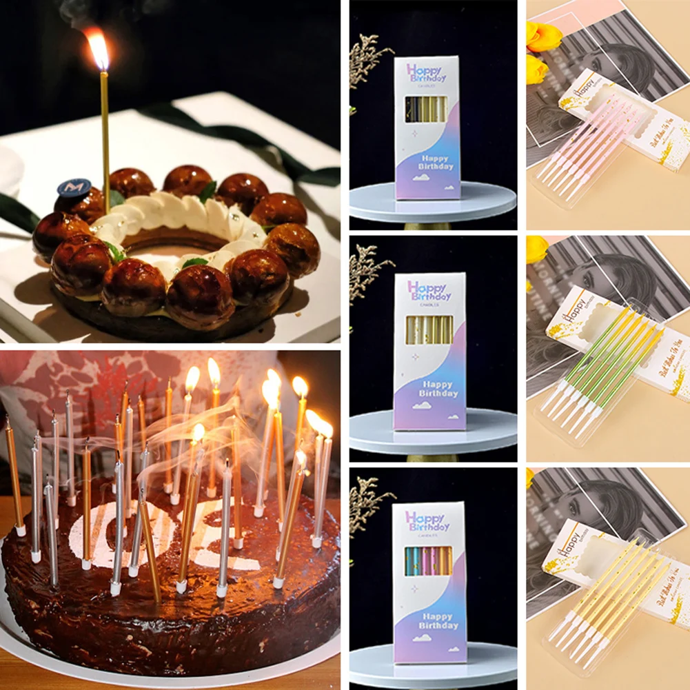

6pcs/set Metal Chrome Color Birthday Candles Diy Round Gold-plated Candle Birthday Cake Decor Metallic Color Birthday Candles