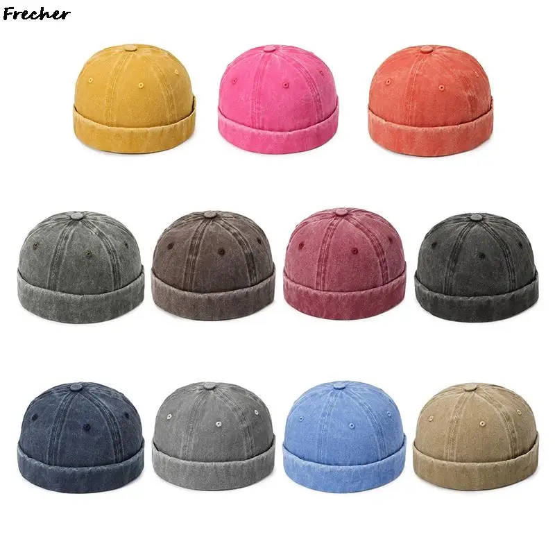 

Women Men Hip Hop Sailor Hat Brimless Baggy Melon Cap Cuff Docker Beanies Hats Skullcap 2023 Summer Vintage Fashion Streetwear