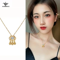 xiaoboacc titanium steel necklace for women fashion longevity lock pendant clavicle chain jewelry wholesale
