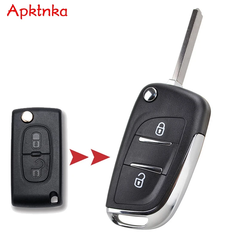 

APKTNKA Modified Flip Remote Key Case Fob Shell For Peugeot 308 207 307 3008 807 Expert Partner For Citroen C2 C3 C4 Picasso