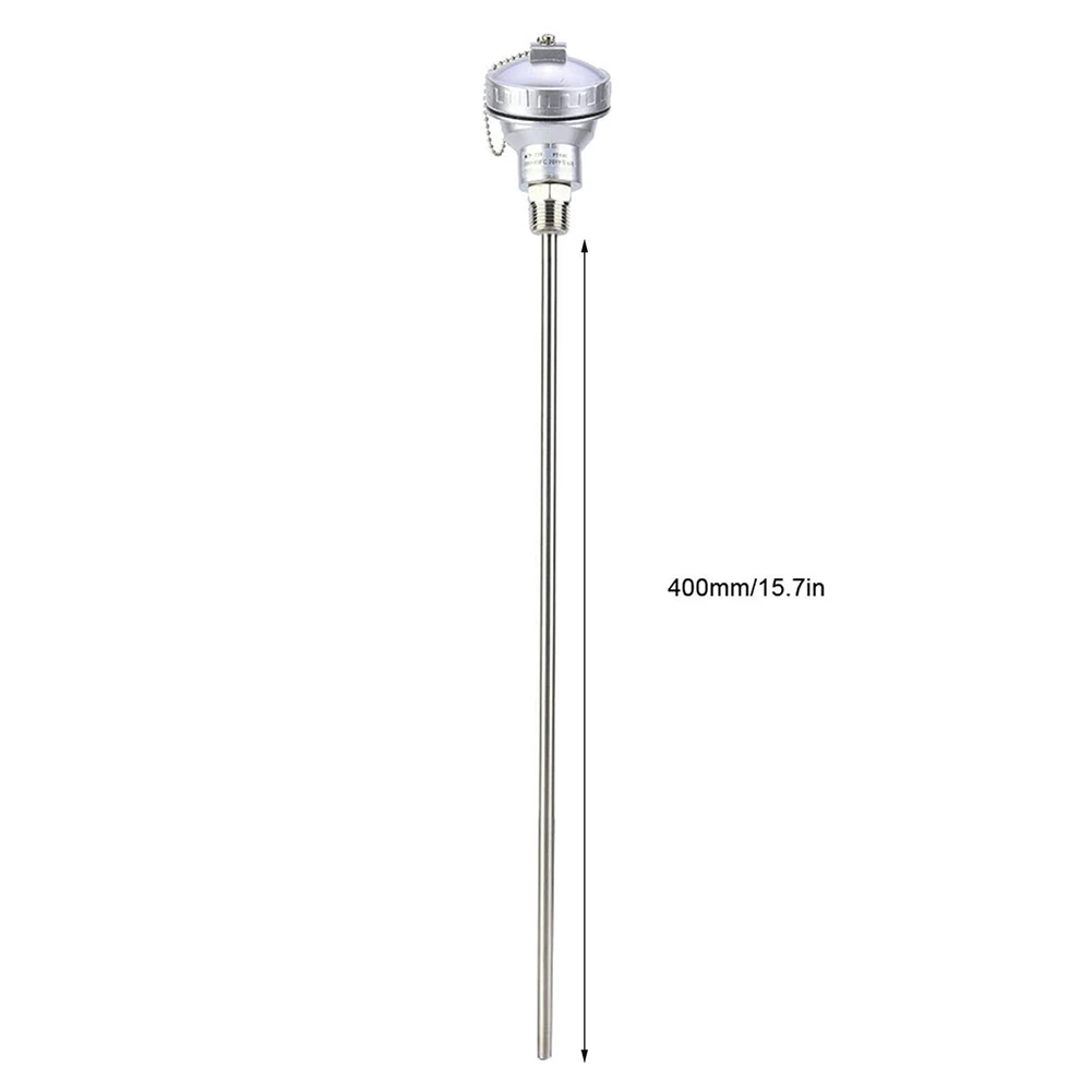 

RTD PT100 Temperature Sensor Probe Kit PT1/2'' Thread 201 Stainless Steel Thermocouple Terminal Head 50mm/100mm/200mm/400mm