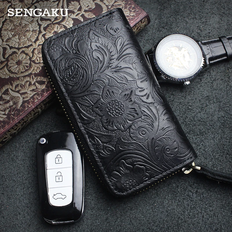 Винтажный держатель для ключей из натуральной кожи