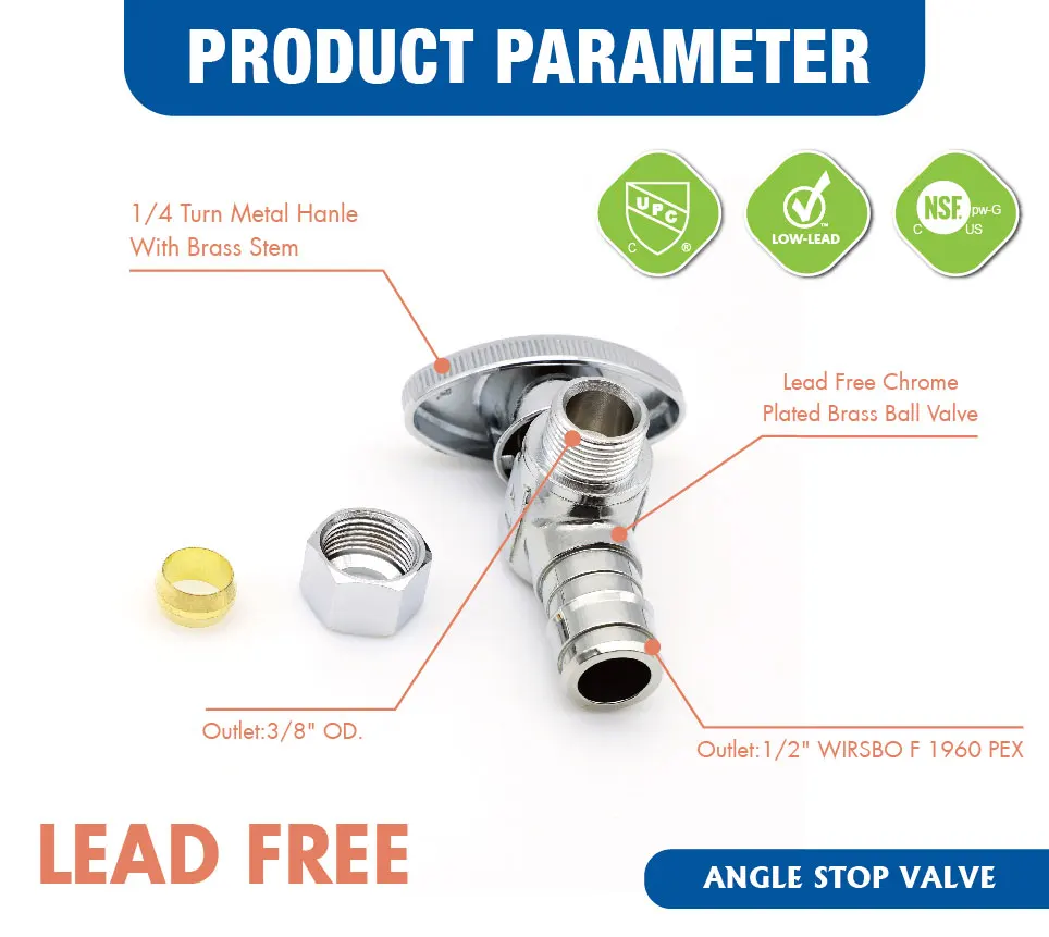 KING SMART PEX A/F1960/Wisbo 1/2&quot * 3/8&quot OD 1/4 Угловой запорный клапан поворота 8 шт./корпус 80408