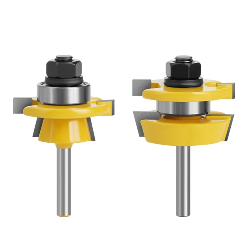 

2 Pcs Shank High Quality Tongue & Groove Joint Assembly Router Bit Set Stock Wood Cutting Tool