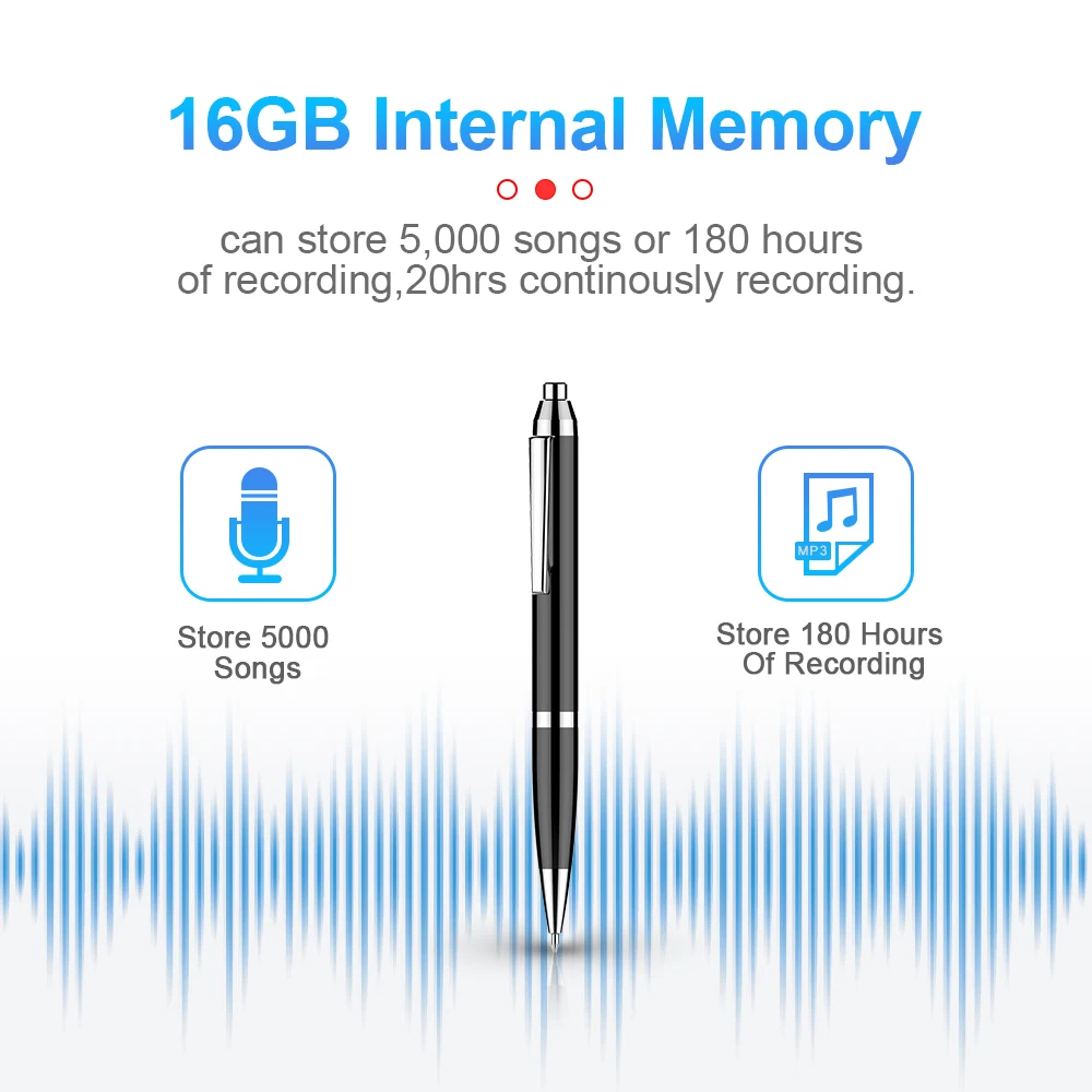 

MINI 32GB Smart Noise Reduction Digital Audio Voice Recorder Professional MP3 Dictaphone Digital Sound Recording pen Accessories