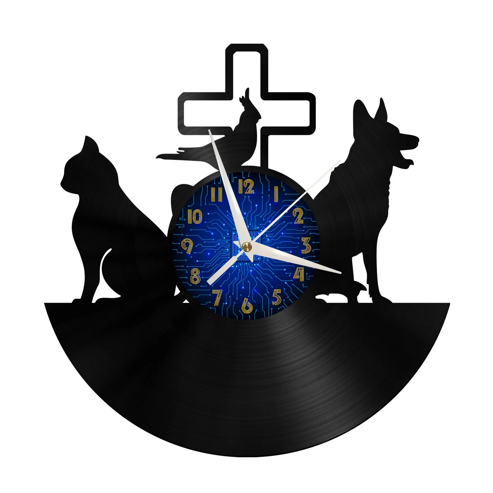 

Veterinary Hospital Vinyl Record Wall Clock for Kitchen Wall Decor Wall Art
