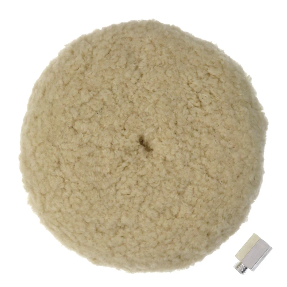 

8 Inch Buffing Wool Pad Double-Side Polishing Pad With M16 Thread Bolt Adapter For Automotive Marine Epoxies Car Auto Polisher
