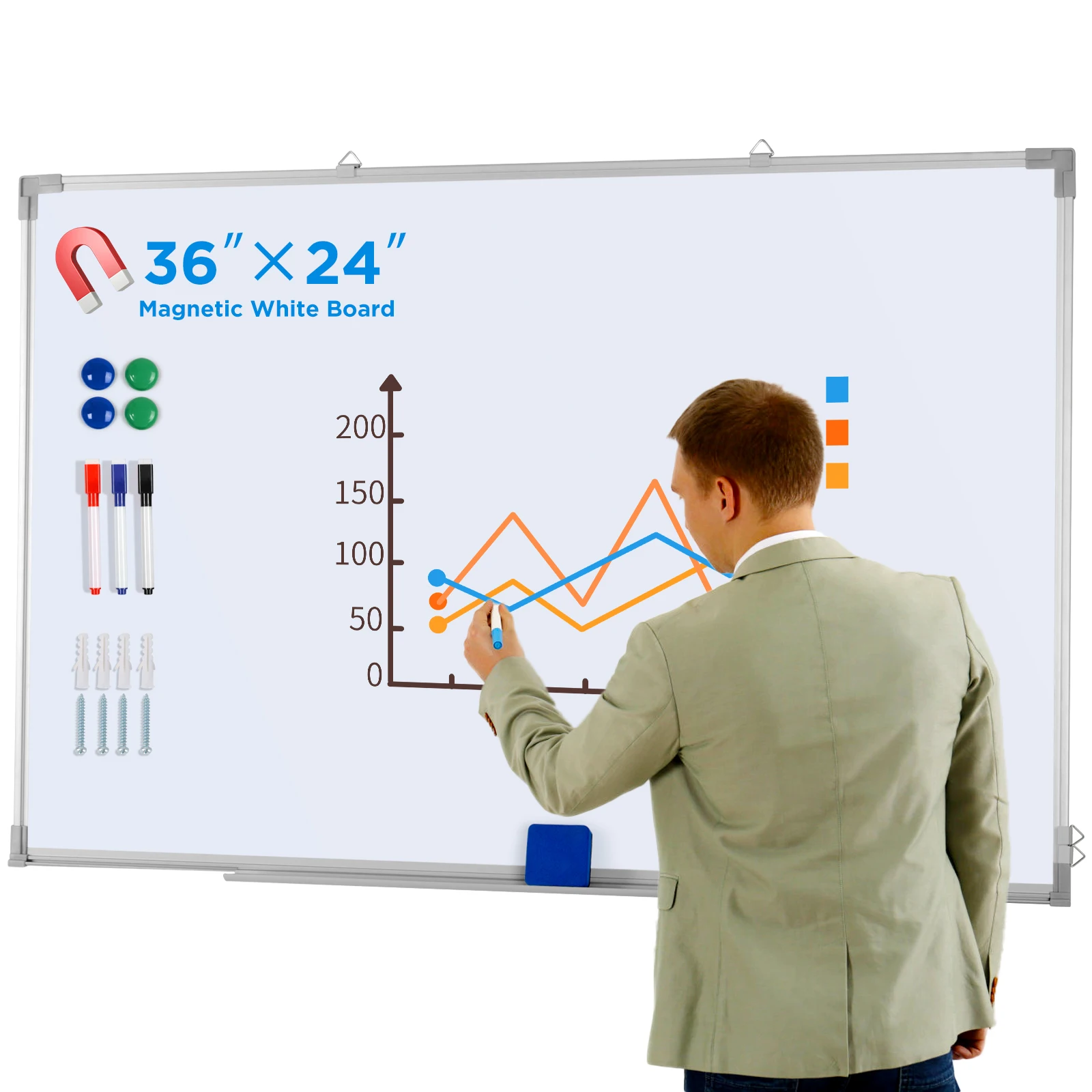 

Magnetc Whiteboard, Dry Erase Board 36 x 24 inch，White Boards Home Office and School