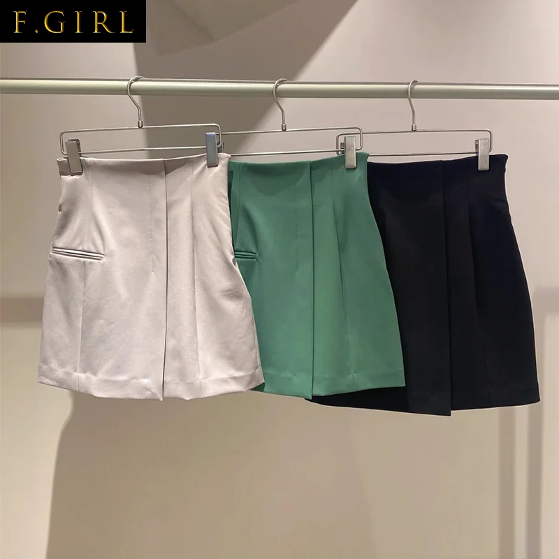 

F GIRLS Japan Solid Color All-matched Simple Skirt Slim Fit Short Irregular Jupe Summer High Waist Fresh Faldas Mujer Moda 2023
