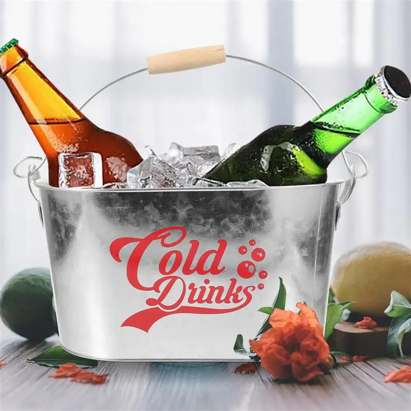 

Bucket Ice Metal Cooler Chiller Tub Beer Beverage Champagne Buckets Large Drink Oval Galvanized Bottle Planter Party Storage