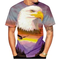 2022 summer fashion animal eagle 3d print mens round neck short sleeved shirt t shirt men summer loose breathable t shirts