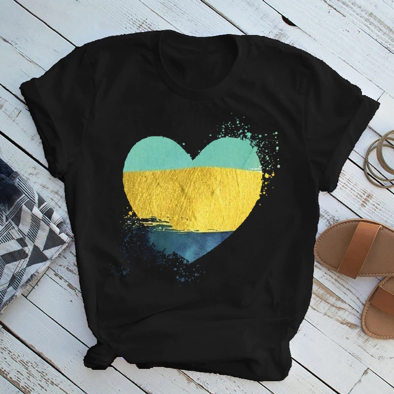 

Женский топ с коротким рукавом, с принтом сердца