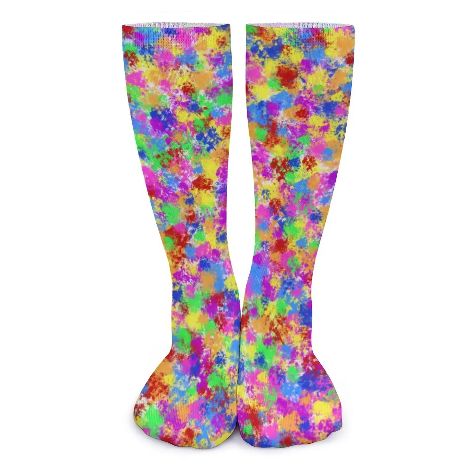 

Носки женские неоновые радужные, мягкие винтажные с абстрактными брызгами, Нескользящие с графическим принтом, для езды на велосипеде, подарок