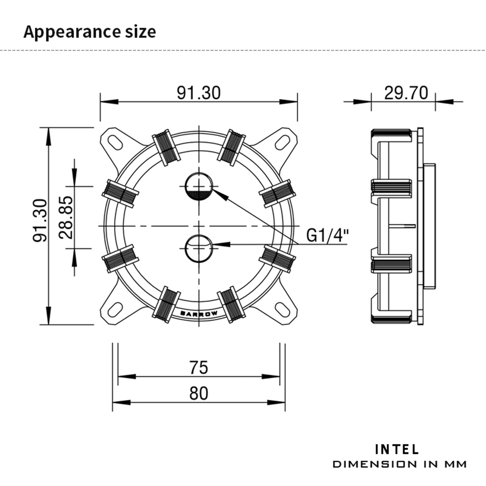 Водяной блок процессора Barrow для INTEL LGA1150 1151 1155 1200 1700/X99 2011/ AMD AM3 AM4 AM5 Разъем