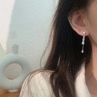 romantic trendy water drop shiny zirconia earrings for women piercing line accessories charm birthday gift