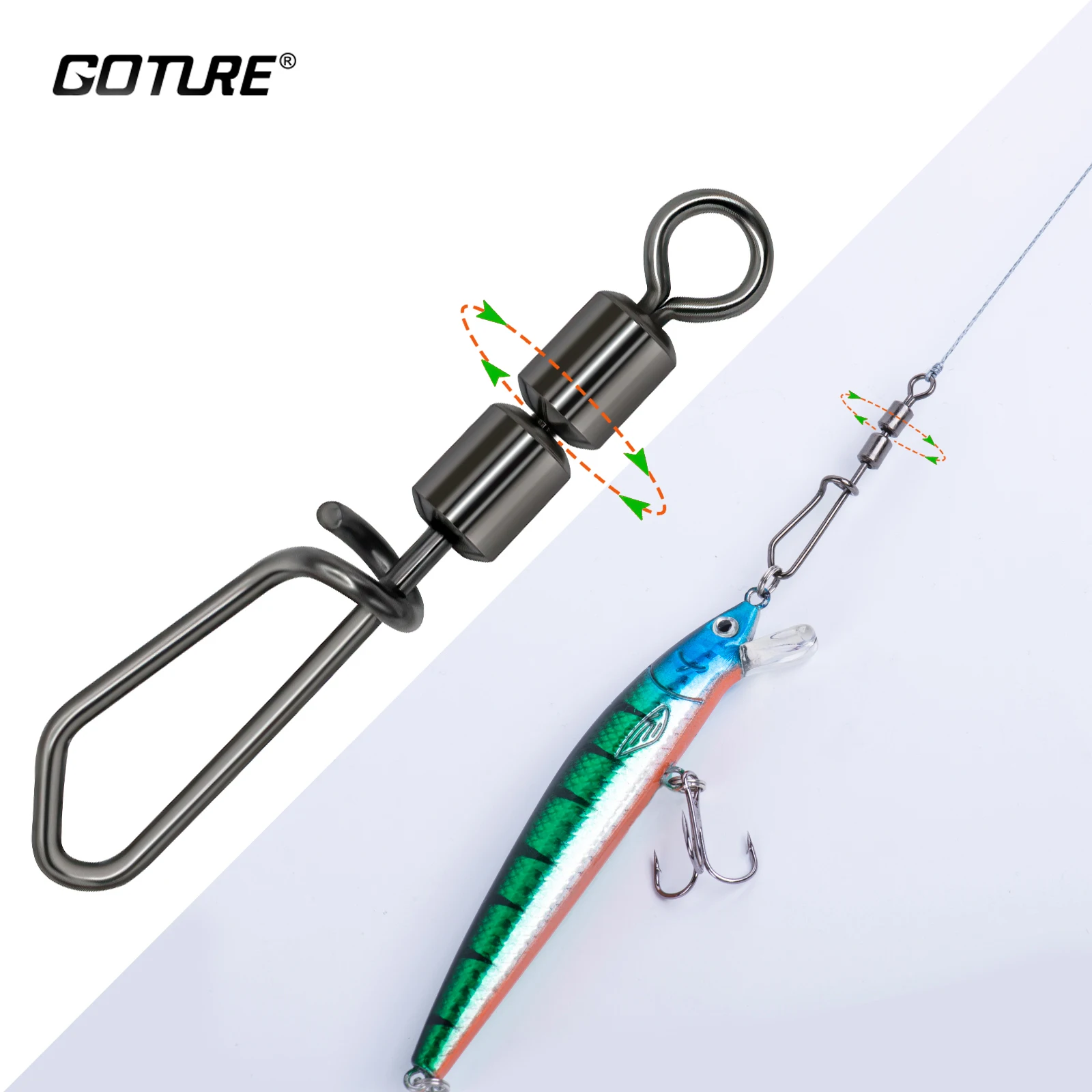 

Goture 20-30pcs Pike Fishhook Lure Fishing Accessories Connector Pin Bearing Rolling Swivel Stainless Steel Snap Swivels Tackle