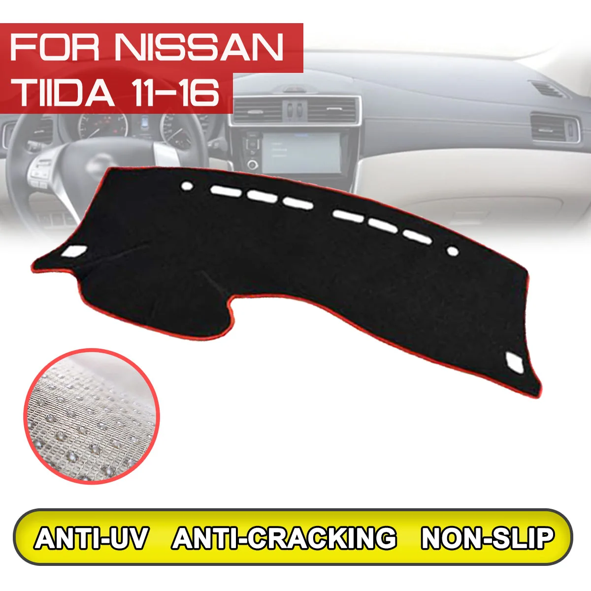 

Коврик для приборной панели автомобиля для Nissan Tiida 2011, 2012, 2013, 2014, 2015, 2016, нескользящий коврик для приборной панели с защитой от ультрафиолета
