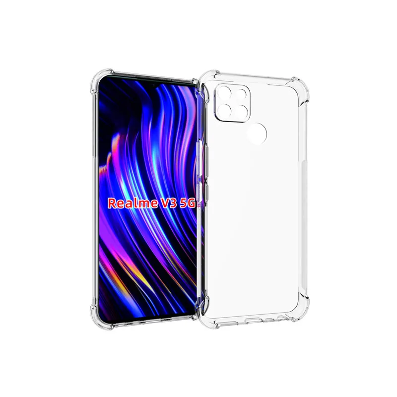 

For Realme V3 5G mobile phone case transparent all-inclusive TPU four-corner anti-fall silicone protective cover soft