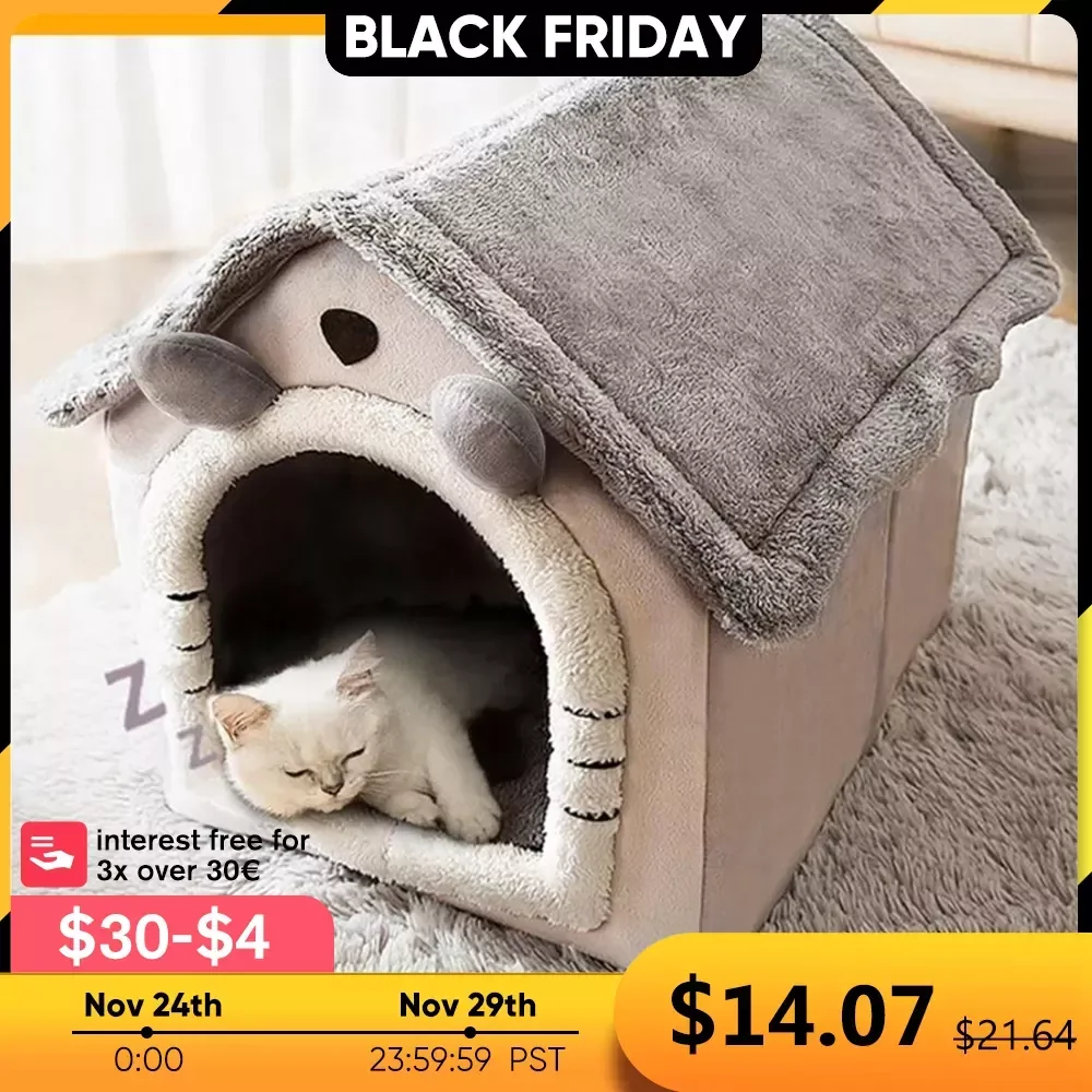 

Soft Cat Bed Deep Sleep House Dog Cat Winter House Removable Cushion Enclosed Pet Tent For Kittens Puppy Cama Gato Supplies